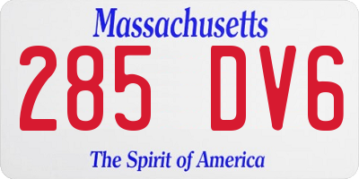 MA license plate 285DV6