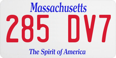 MA license plate 285DV7