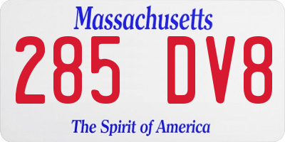 MA license plate 285DV8
