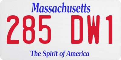 MA license plate 285DW1