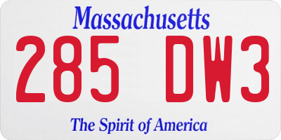 MA license plate 285DW3