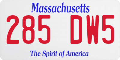 MA license plate 285DW5