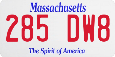 MA license plate 285DW8