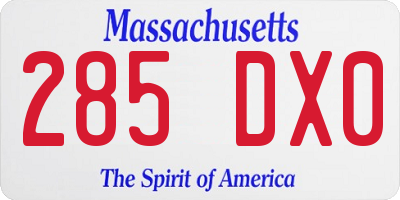 MA license plate 285DX0