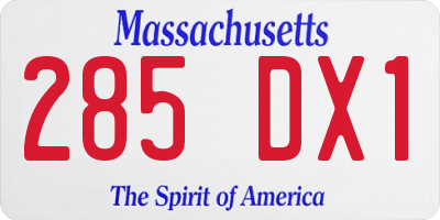 MA license plate 285DX1