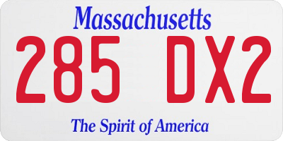 MA license plate 285DX2