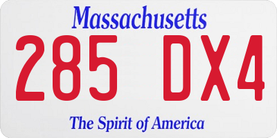 MA license plate 285DX4