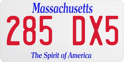 MA license plate 285DX5