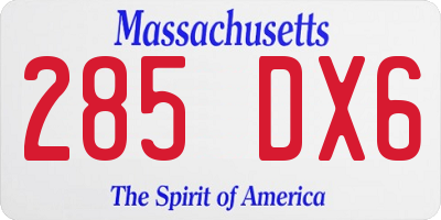 MA license plate 285DX6