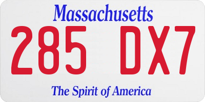 MA license plate 285DX7