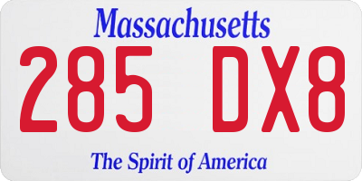 MA license plate 285DX8