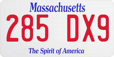 MA license plate 285DX9