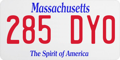 MA license plate 285DY0
