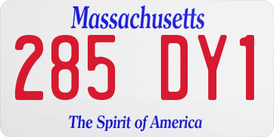 MA license plate 285DY1