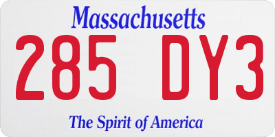 MA license plate 285DY3