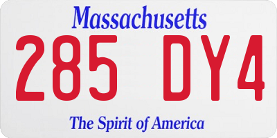 MA license plate 285DY4