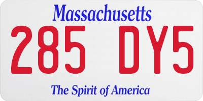 MA license plate 285DY5