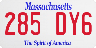 MA license plate 285DY6