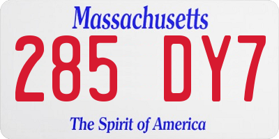 MA license plate 285DY7