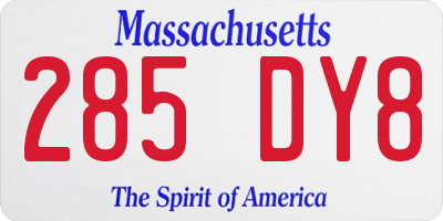 MA license plate 285DY8