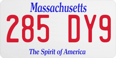 MA license plate 285DY9