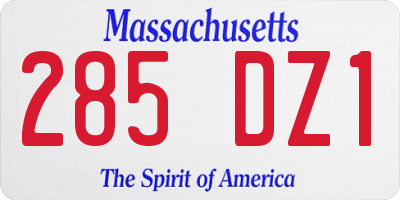 MA license plate 285DZ1