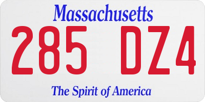 MA license plate 285DZ4