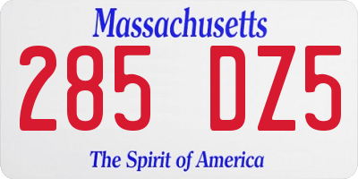 MA license plate 285DZ5