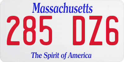 MA license plate 285DZ6