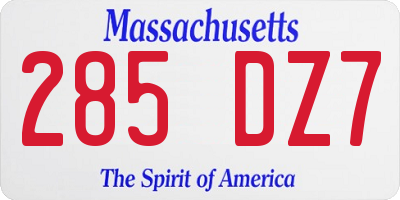 MA license plate 285DZ7