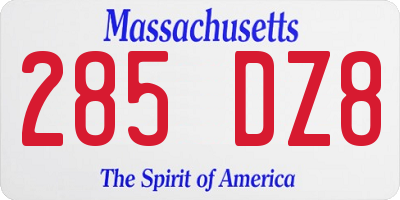 MA license plate 285DZ8