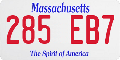 MA license plate 285EB7