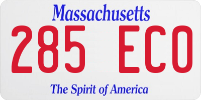 MA license plate 285EC0