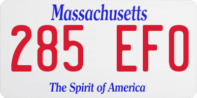 MA license plate 285EF0
