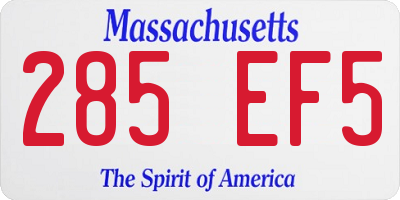 MA license plate 285EF5