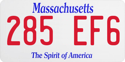 MA license plate 285EF6