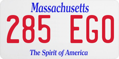 MA license plate 285EG0
