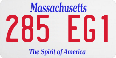 MA license plate 285EG1