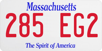 MA license plate 285EG2