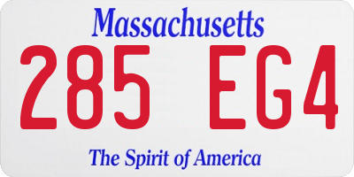 MA license plate 285EG4