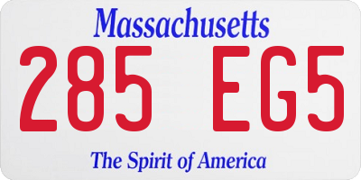 MA license plate 285EG5