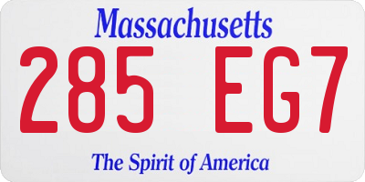 MA license plate 285EG7