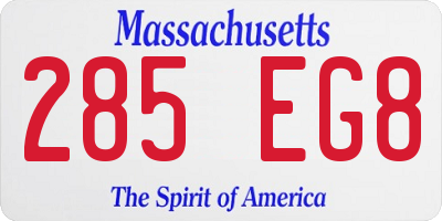 MA license plate 285EG8