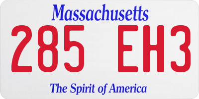 MA license plate 285EH3