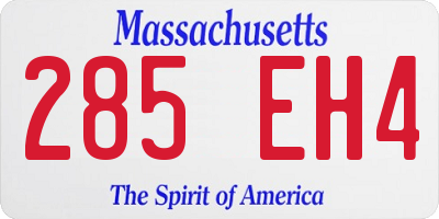 MA license plate 285EH4