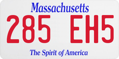 MA license plate 285EH5