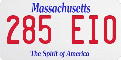 MA license plate 285EI0