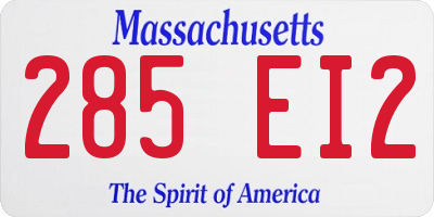 MA license plate 285EI2