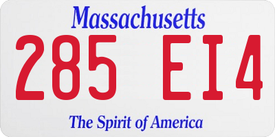 MA license plate 285EI4