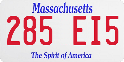 MA license plate 285EI5